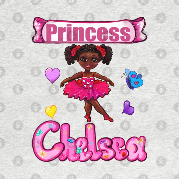 Princess Name Chelsea Personalized girls African American Ballerina Ballet by Artonmytee